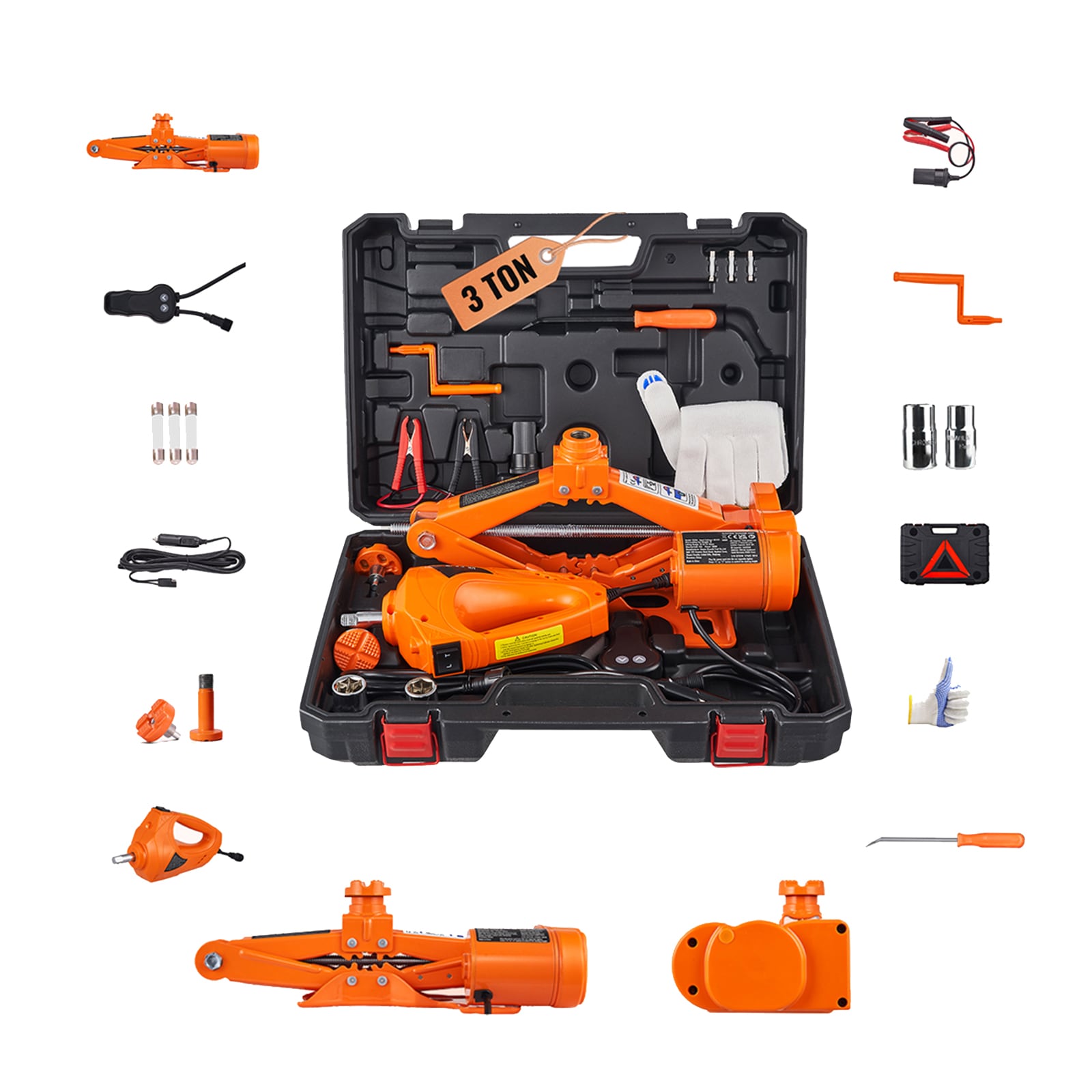 Electric Car Jack 3 Tons With Impact Wrench And Remote Control_voghion.com